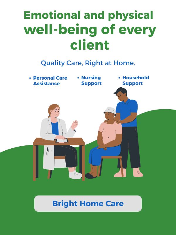 Happy senior receiving home care